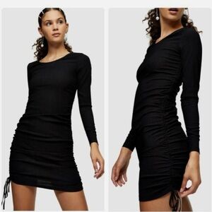 Topshop Long Sleeve Ruched Bodycon Dress Size 4